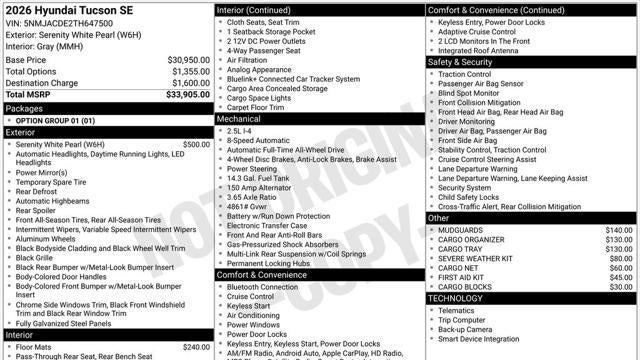 2026 Hyundai TUCSON SE
