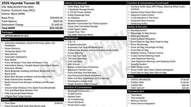 2026 Hyundai TUCSON SE
