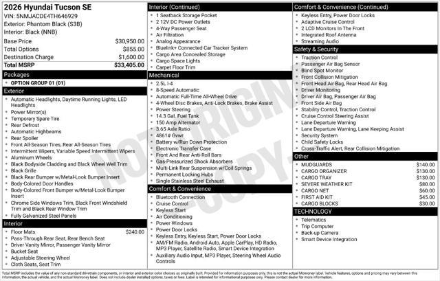 2026 Hyundai Tucson - $29,155