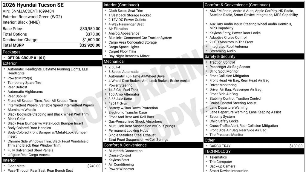 2026 Hyundai TUCSON SE