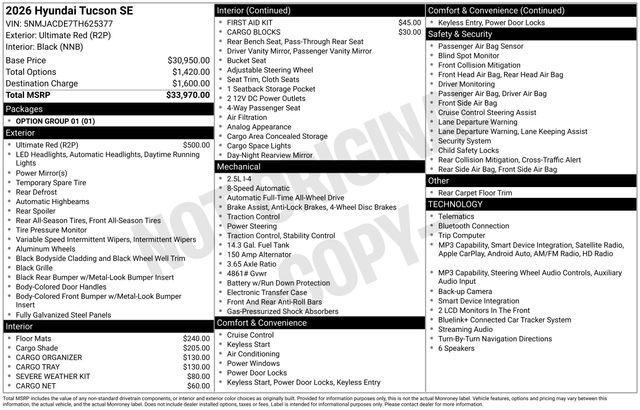 2026 Hyundai Tucson - $27,200