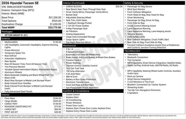 2026 Hyundai Tucson - $28,373