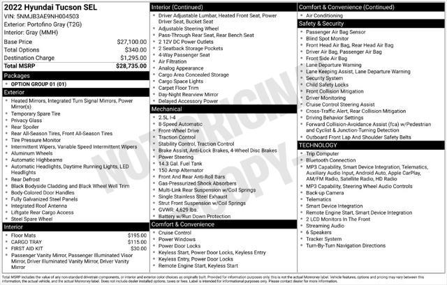 2022 Hyundai Tucson - $18,400