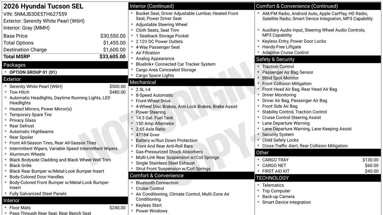 2026 Hyundai TUCSON SEL