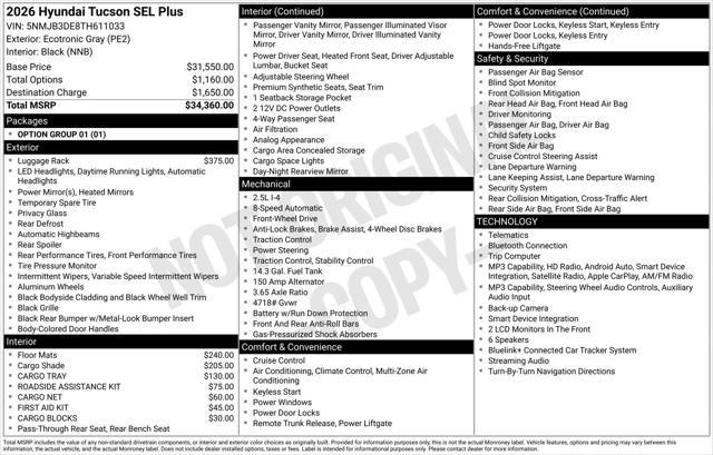 2026 Hyundai Tucson - $27,248