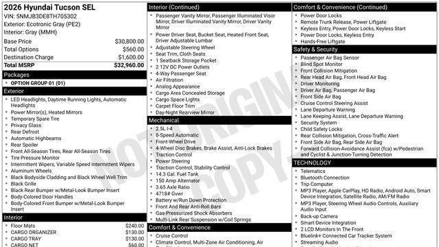 2026 Hyundai TUCSON SEL