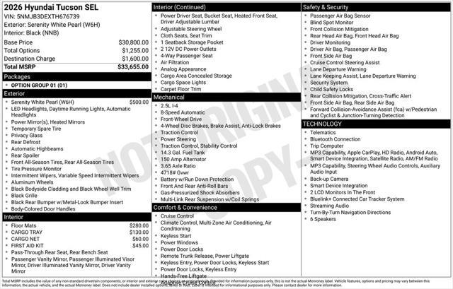 2026 Hyundai Tucson - $29,615