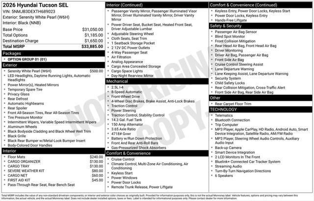 2026 Hyundai Tucson - $27,499