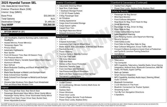 2025 Hyundai Tucson - $23,995