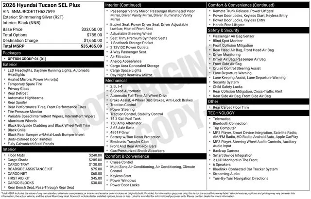 2026 Hyundai Tucson - $27,990