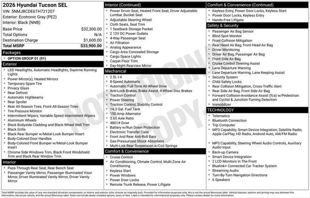2026 Hyundai Tucson - $27,788