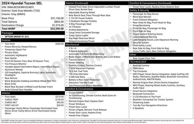 2024 Hyundai Tucson - $24,995
