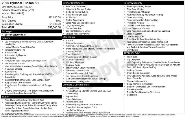 2025 Hyundai Tucson - $21,579
