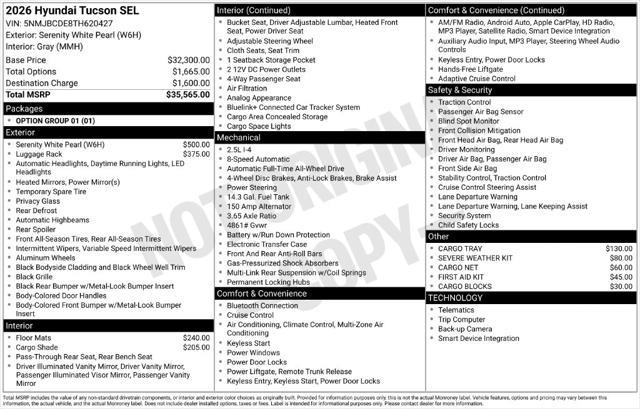 2026 Hyundai Tucson - $31,450