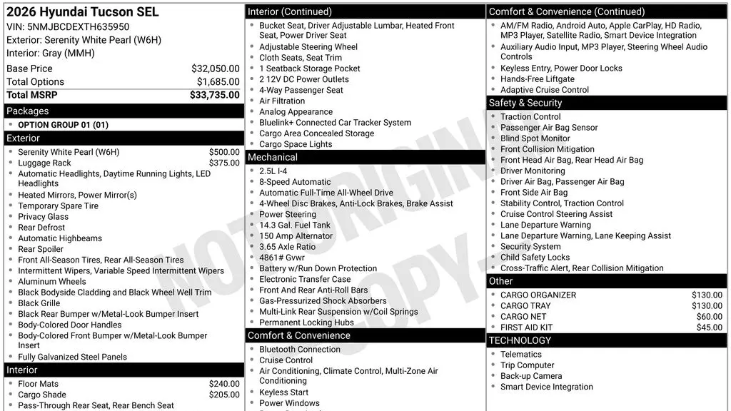 2026 Hyundai TUCSON SEL