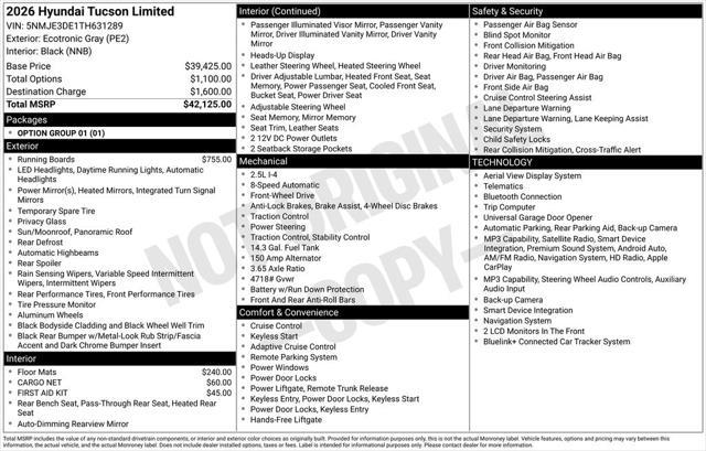 2026 Hyundai Tucson - $34,488