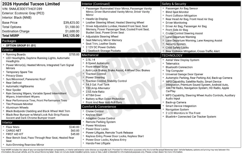 2026 Hyundai Tucson - $33,988