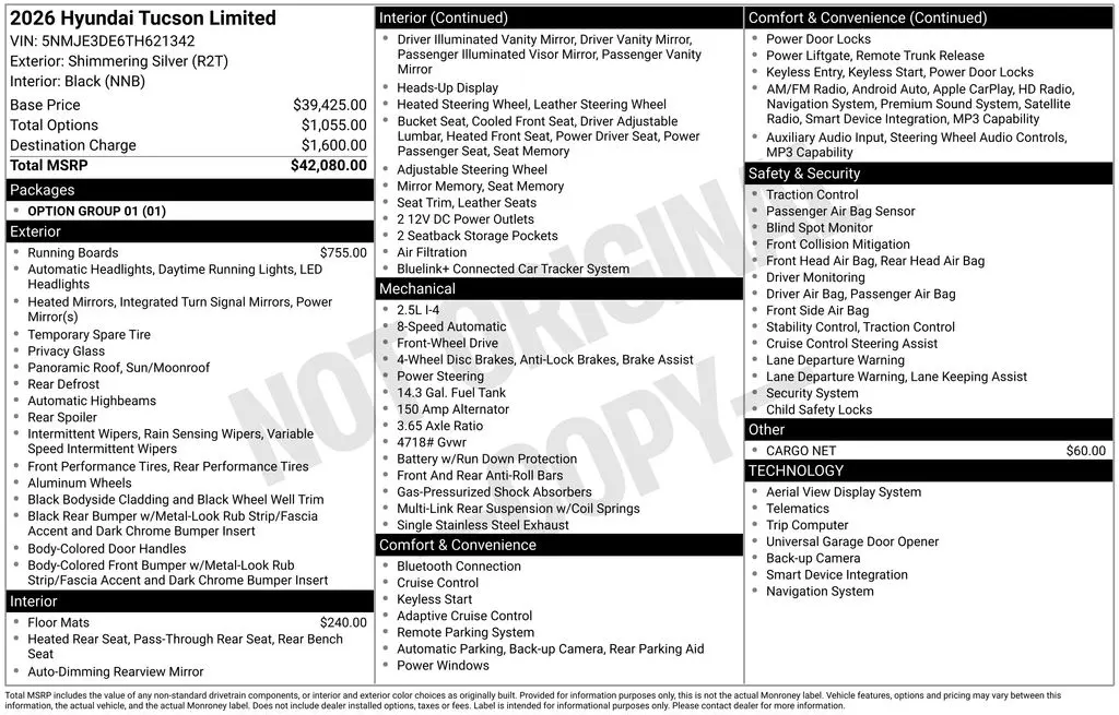 2026 Hyundai Tucson - $35,199