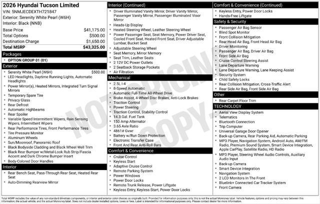 2026 Hyundai Tucson - $40,486