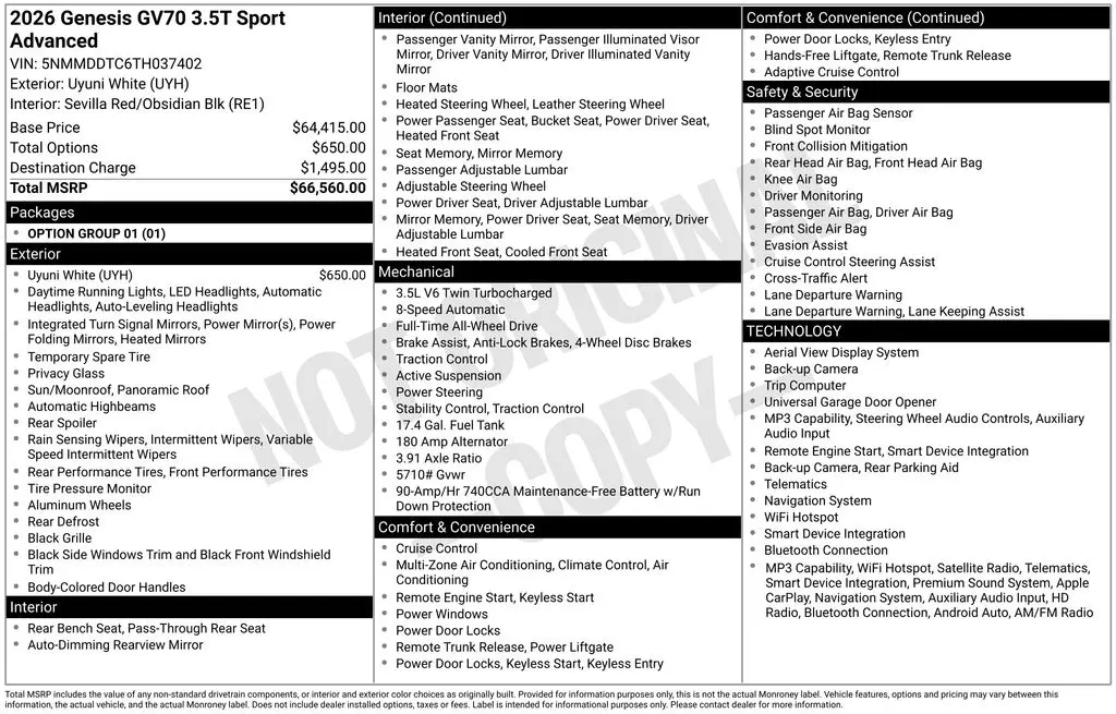 2026 Genesis GV70 3.5T Sport Advanced — photo 1 of 1