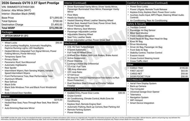2026 Genesis Gv70 - $63,532