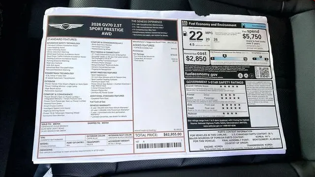 2026 Genesis GV70 2.5T Sport Prestige