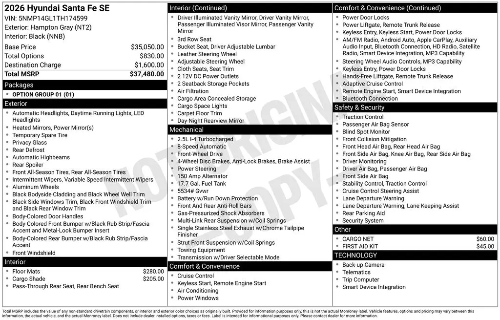 2026 Hyundai Santa Fe - $30,443