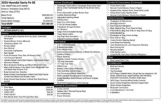 2026 Hyundai Santa Fe - $28,901