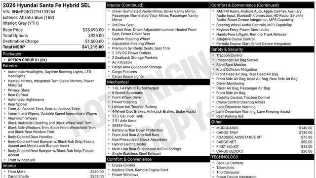 2026 Hyundai SANTA FE Hybrid SEL