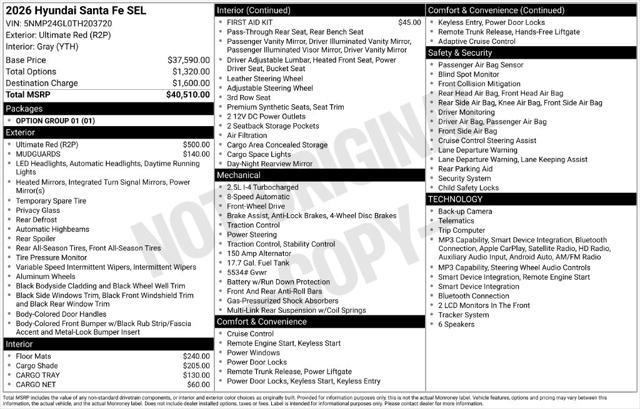 2026 Hyundai Santa Fe - $36,381