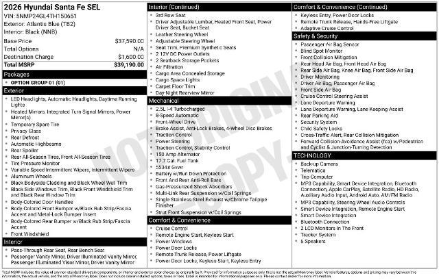 2026 Hyundai Santa Fe - $27,270