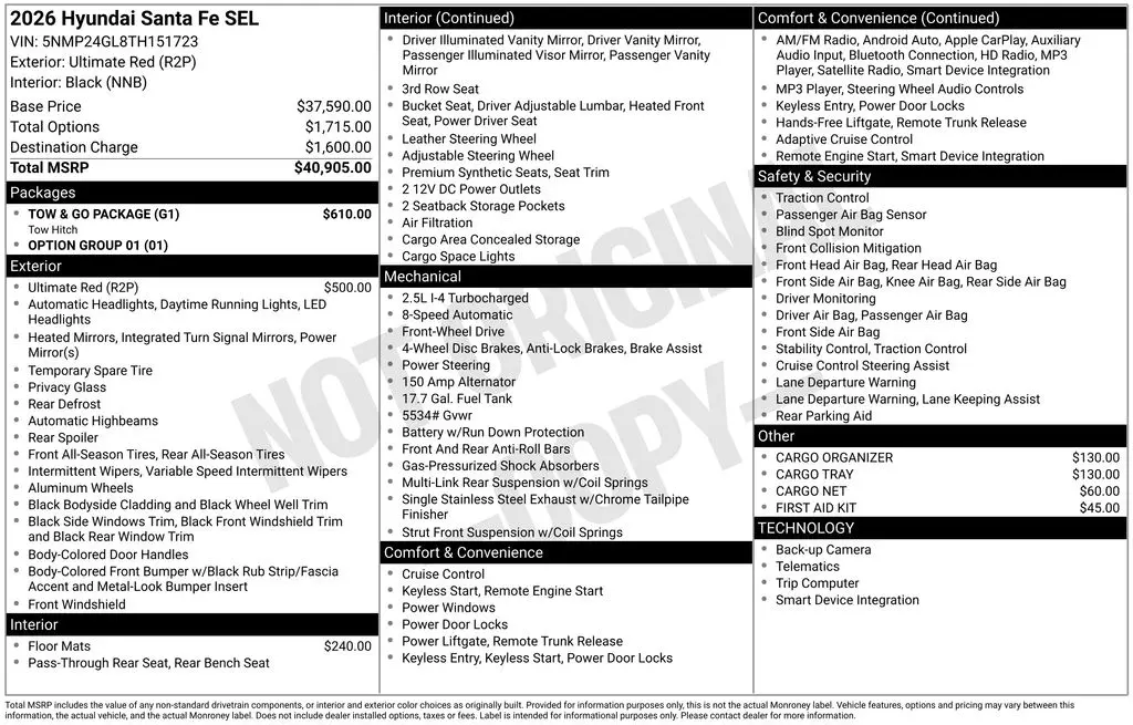2026 Hyundai Santa Fe - $35,050