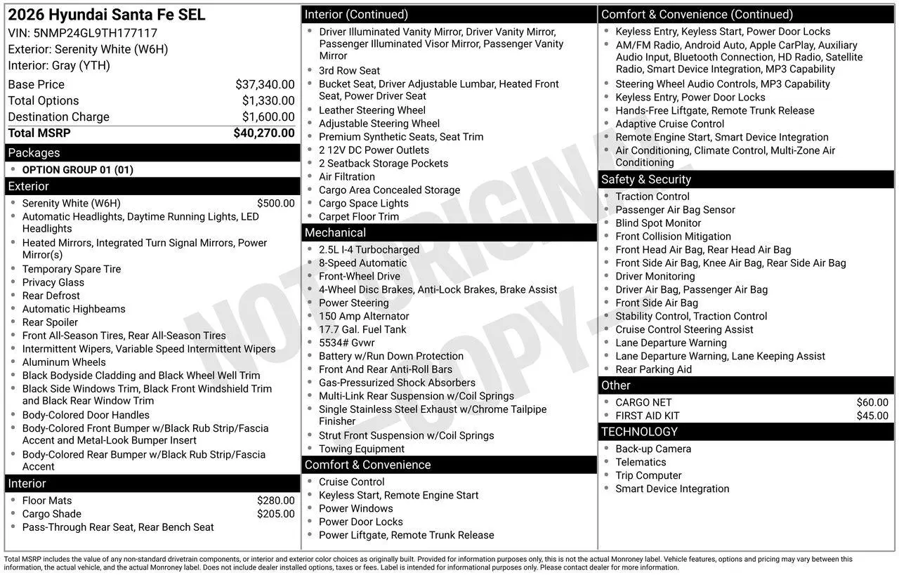 2026 Hyundai Santa Fe - $35,891