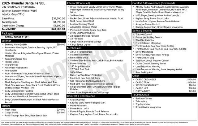 2026 Hyundai Santa Fe - $32,488