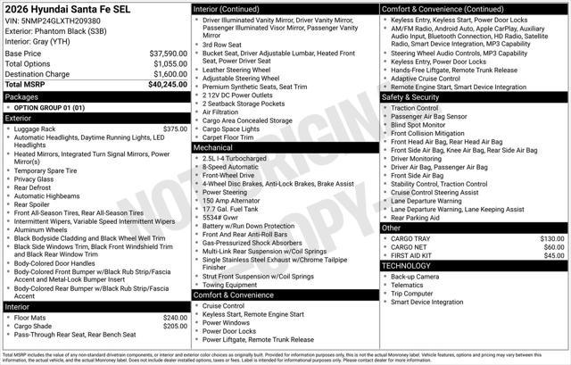 2026 Hyundai Santa Fe - $38,533