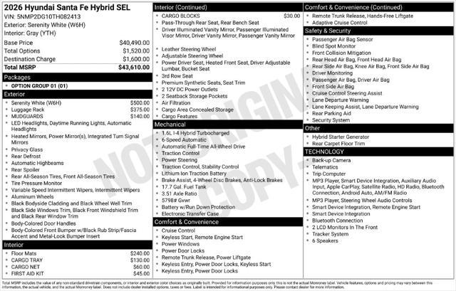 2026 Hyundai Santa Fe - $37,686