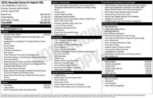 2026 Hyundai Santa Fe - $37,704