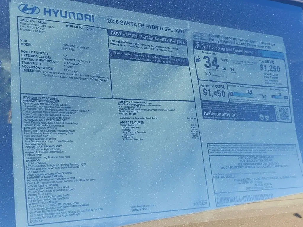 2026 Hyundai Santa Fe - $37,706