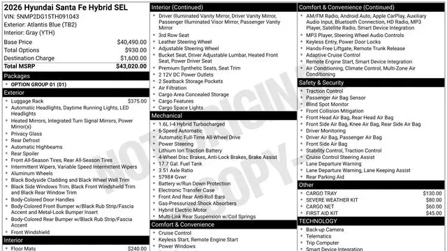 2026 Hyundai SANTA FE Hybrid SEL