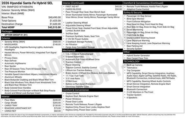 2026 Hyundai Santa Fe - $40,807