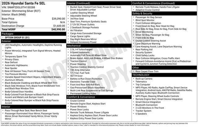 2026 Hyundai Santa Fe - $31,066