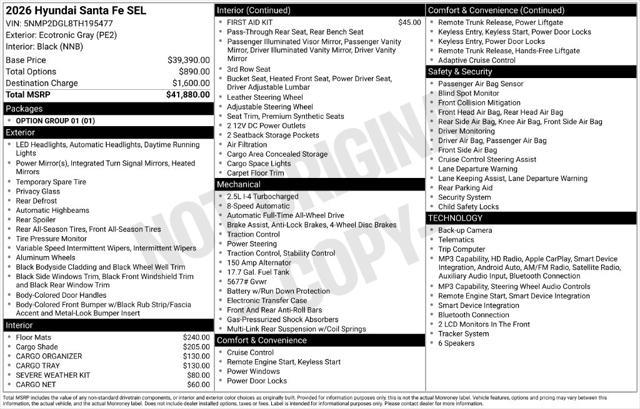 2026 Hyundai Santa Fe - $33,000