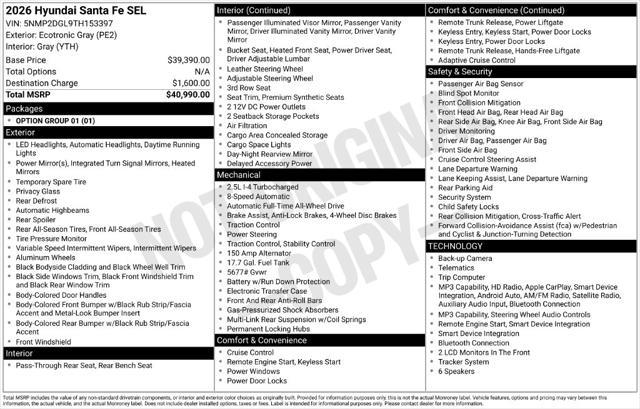 2026 Hyundai Santa Fe - $29,928