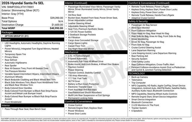 2026 Hyundai Santa Fe - $33,729