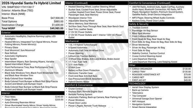 2026 Hyundai SANTA FE Hybrid Limited