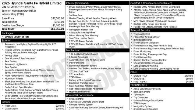2026 Hyundai SANTA FE Hybrid Limited