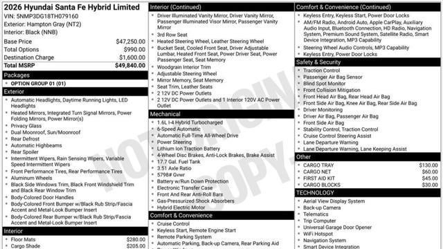 2026 Hyundai SANTA FE Hybrid Limited