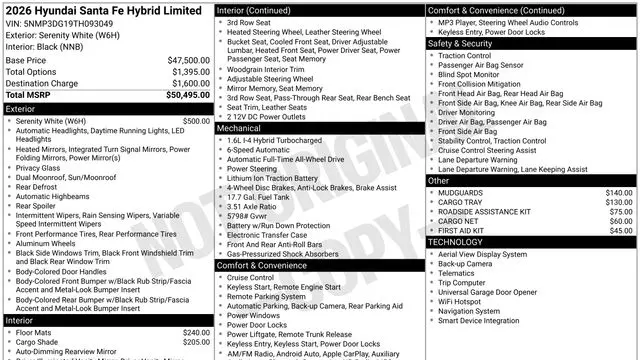 2026 Hyundai SANTA FE Hybrid Limited