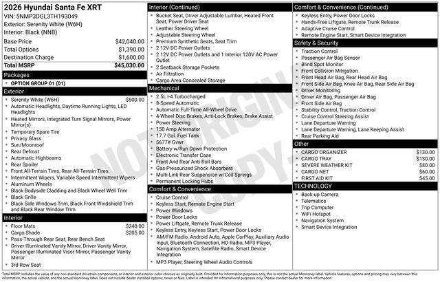 2026 Hyundai Santa Fe - $40,518