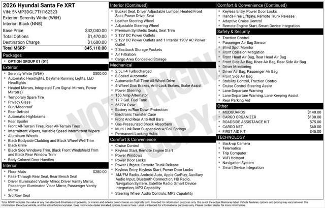 2026 Hyundai Santa Fe - $38,295
